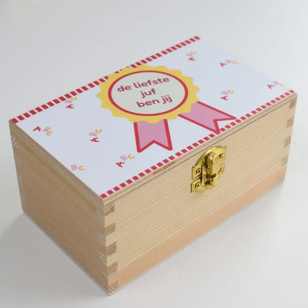 Theedoosje juf – de liefste juf ben jij (gepersonaliseerd cadeau)