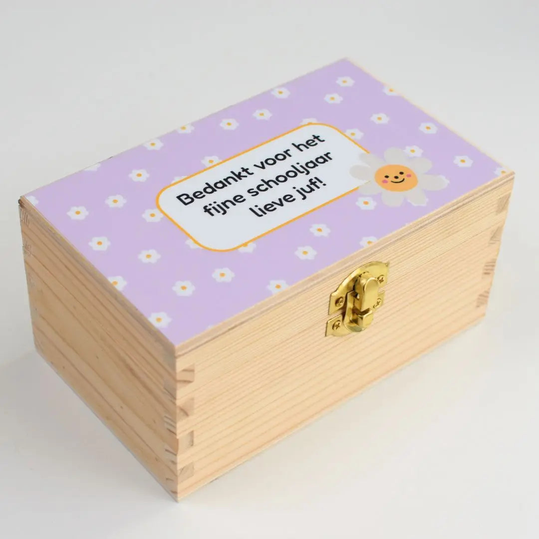 Theedoosje juf – bedankt voor het fijne schooljaar (gepersonaliseerd cadeau)