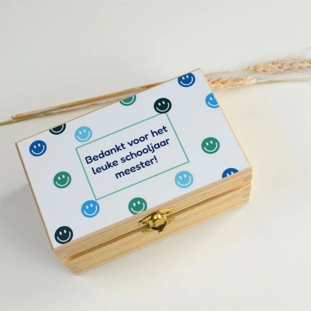 Theedoosje juf/meester cadeau – gepersonaliseerd bedankje