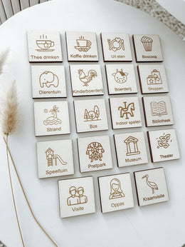Uitjes pictogrammen set voor weekplanner en dagplanner