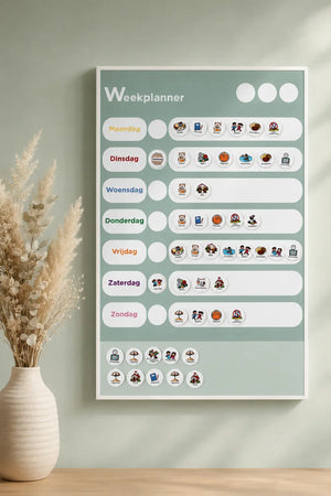 Magnetische weekplanner voor kinderen saliegroen