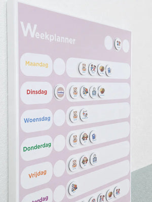 Weekplanner dichterbij. Pictogrammen voor kinderen