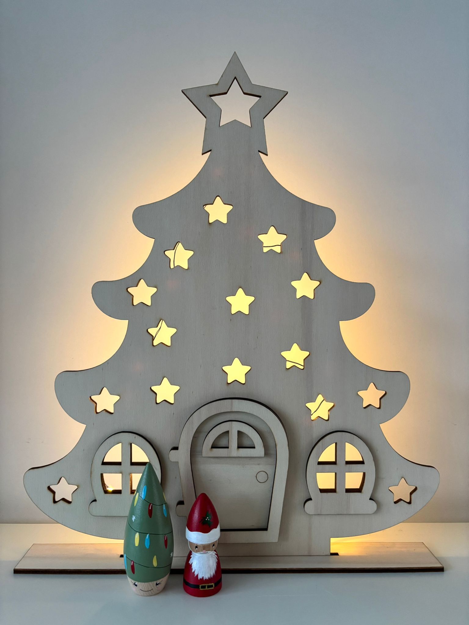 Houten Kerstboom met Lichtjes