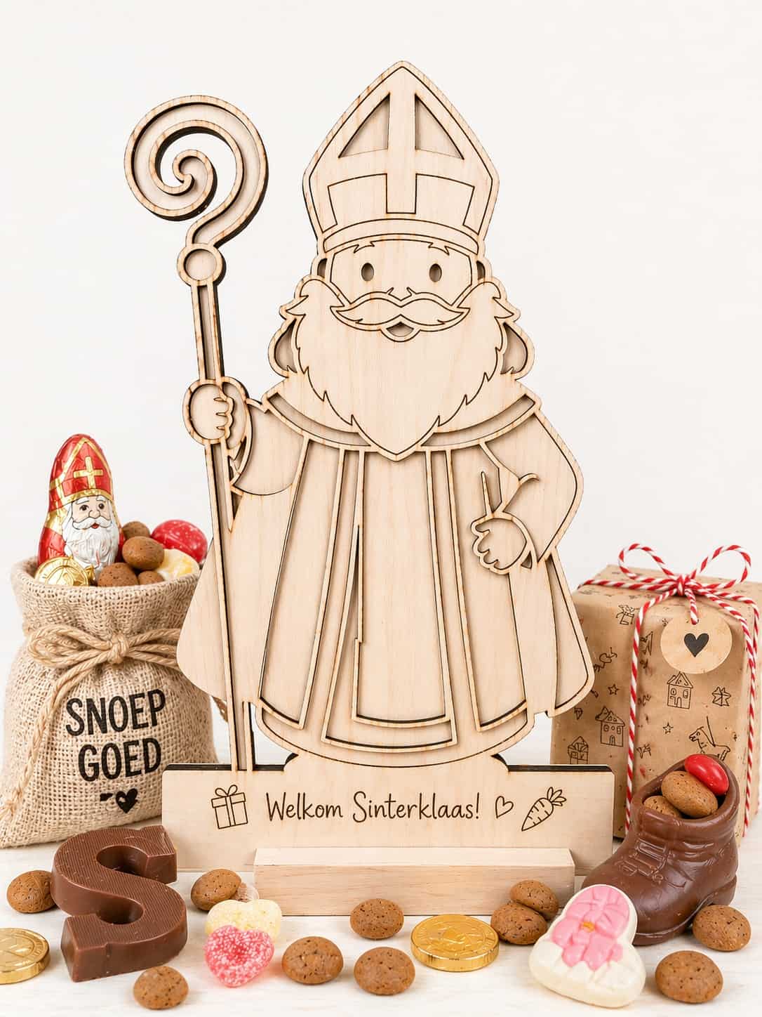 Sinterklaas welkomstbord hout (40CM hoog) – Gepersonaliseerd met naam