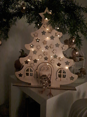 Houten Kerstboom met Lichtjes