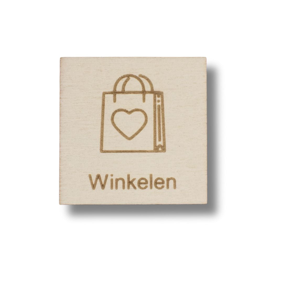 Houten pictogram winkelen