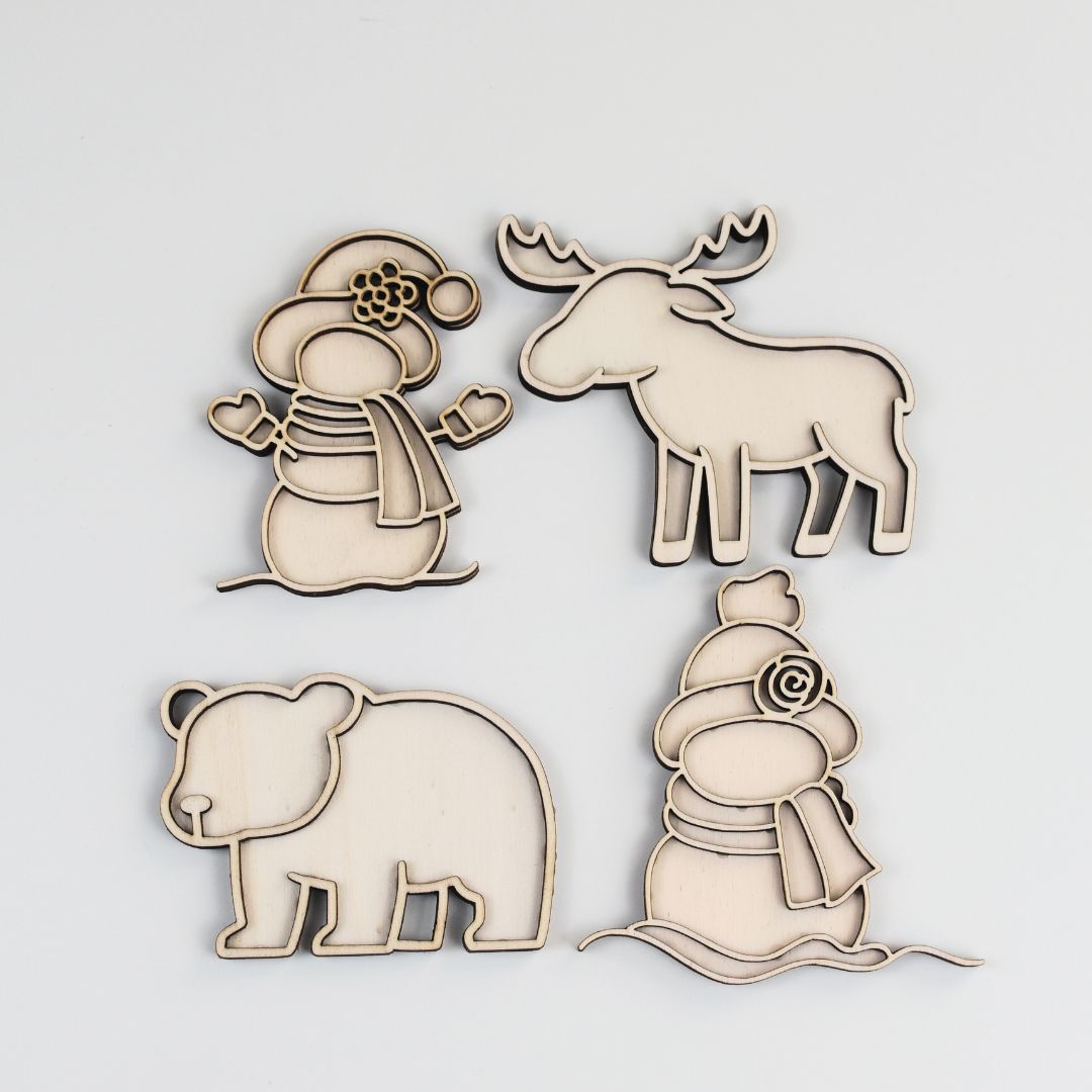 Houten Winter speelfiguren