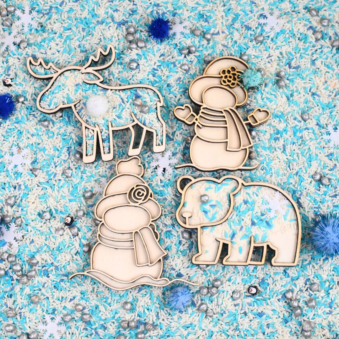 Houten Winter speelfiguren