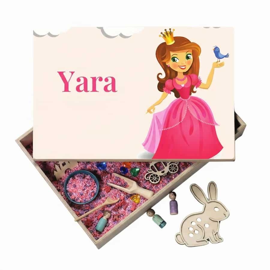 Houten speelbak met deksel prinses (Yara)