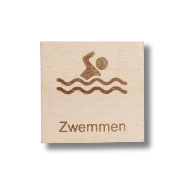 Houten pictogram zwemmen