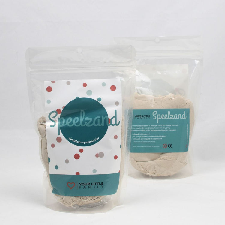 Kinetisch zand 500 gram in verpakking voor sensorisch spel