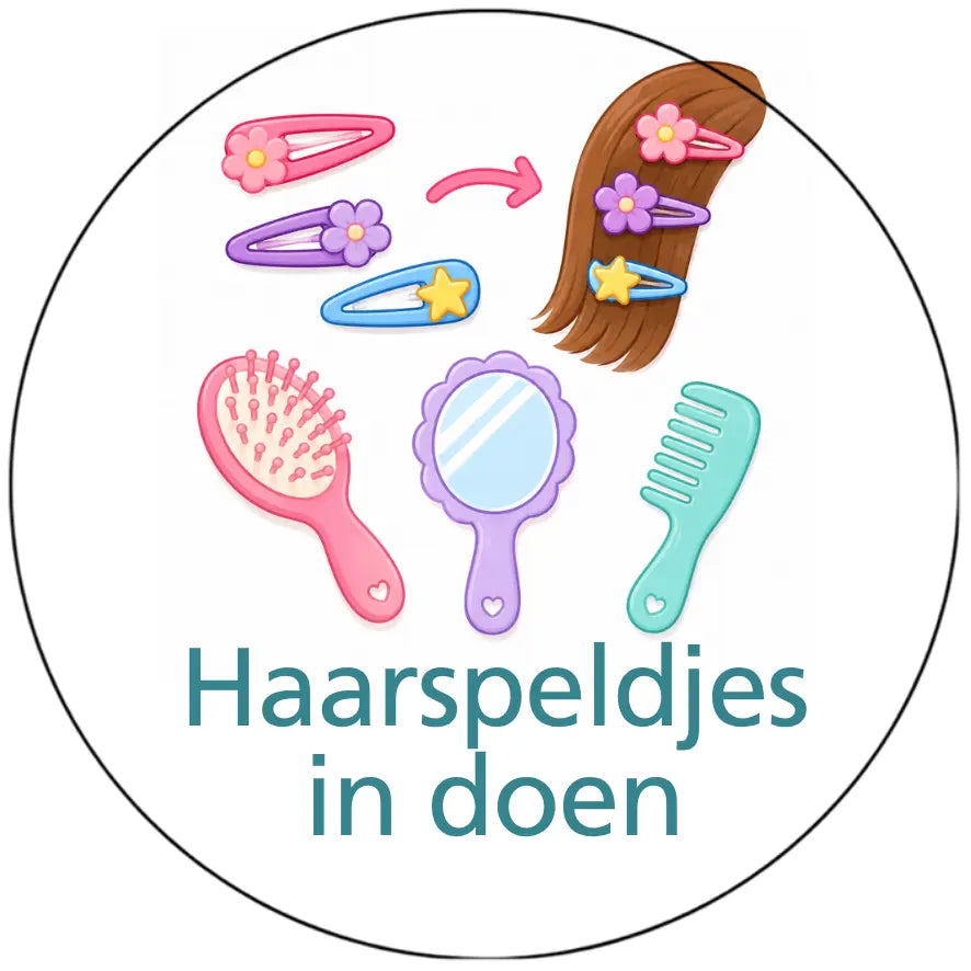 Magnetisch pictogram Haarspeldjes indoen – versie A zonder persoon