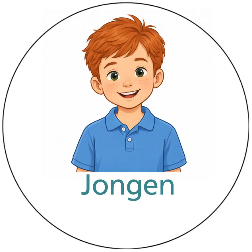 Magnetisch pictogram Jongen J met rood haar en blauwe polo