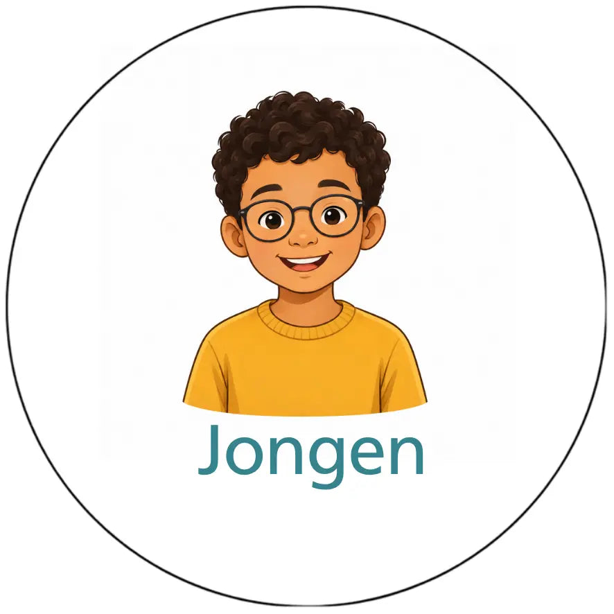 Magnetisch pictogram Jongen L met krullen en bril