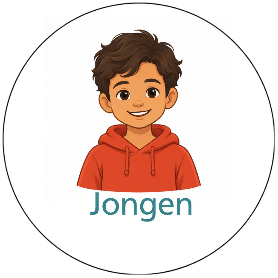 Magnetisch pictogram Jongen M met bruin haar en rode trui