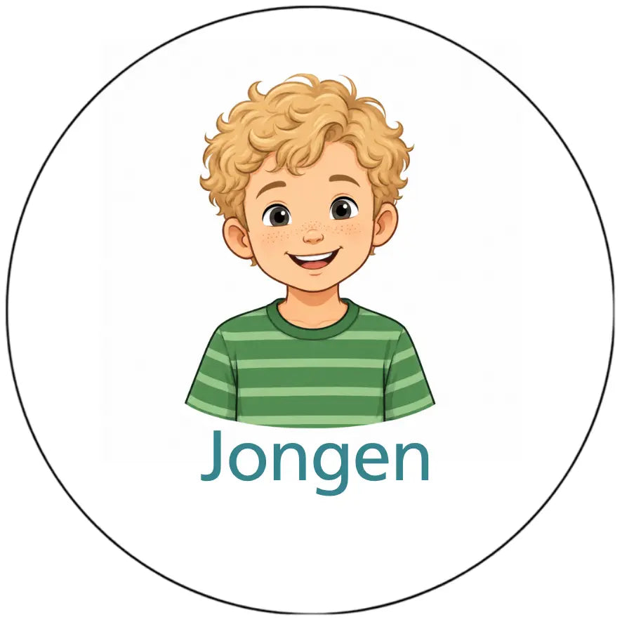 Magnetisch pictogram Jongen N met blonde krullen